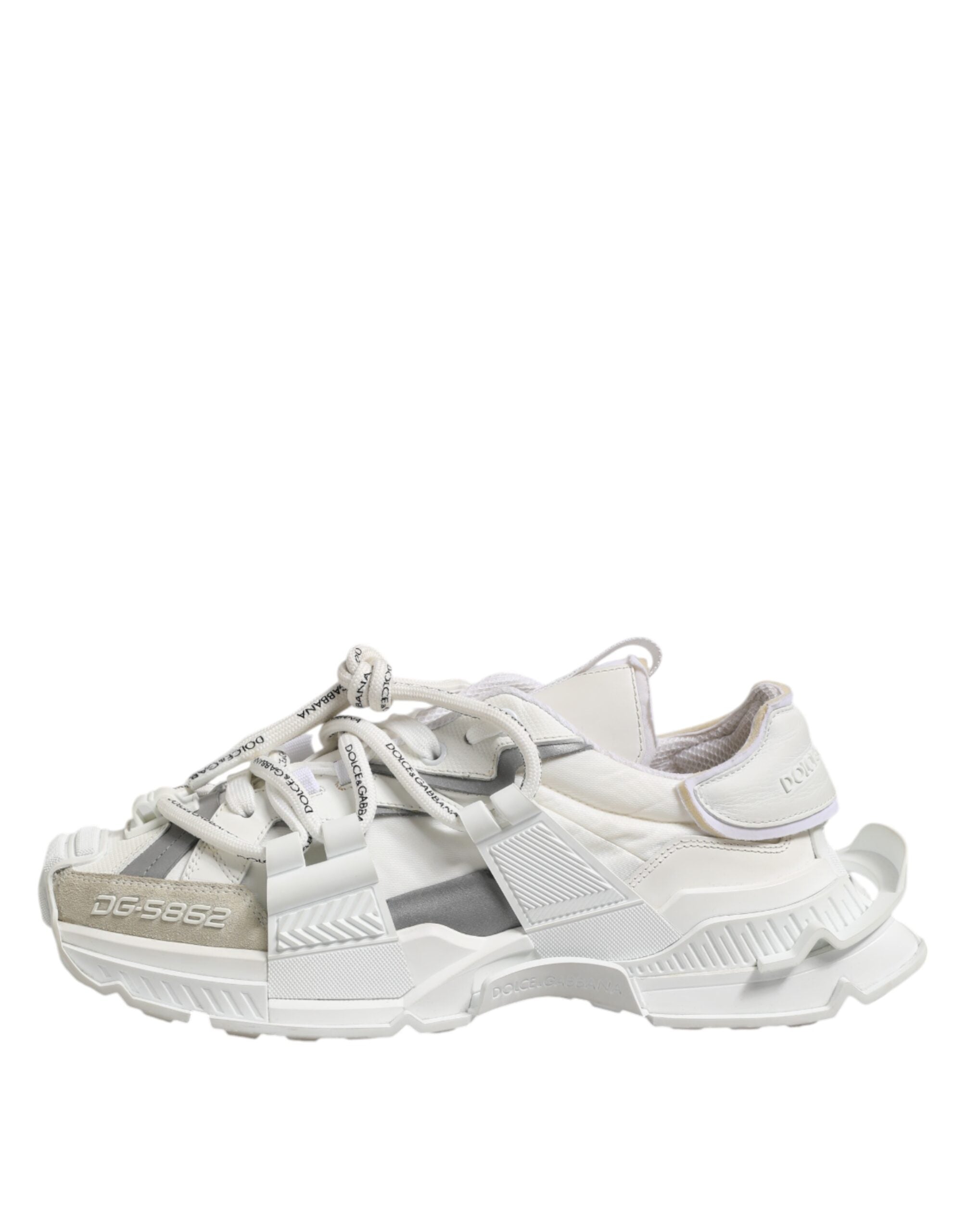 Dolce & Gabbana White Gray Low Top Space Sneakers Shoes